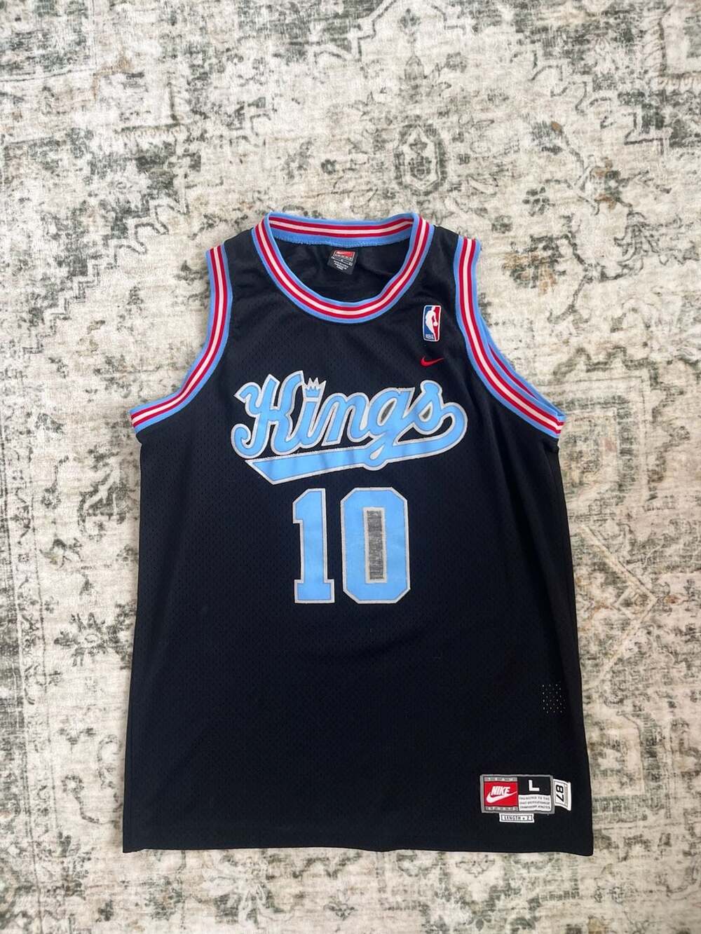Vintage Nike Sacramento Kings Mike Bibby #10 Rewind Basketball Jersey Black Size